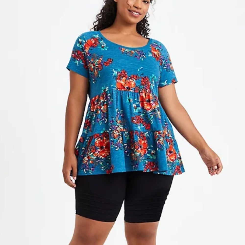- BABYDOLL SLUB SCOOP NECK TIERED TOP size 3X